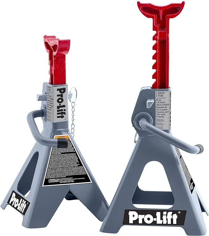 Pro-LifT T-6902D Double Pin Jack Stand - 2 Ton, 1 Pack , Gray