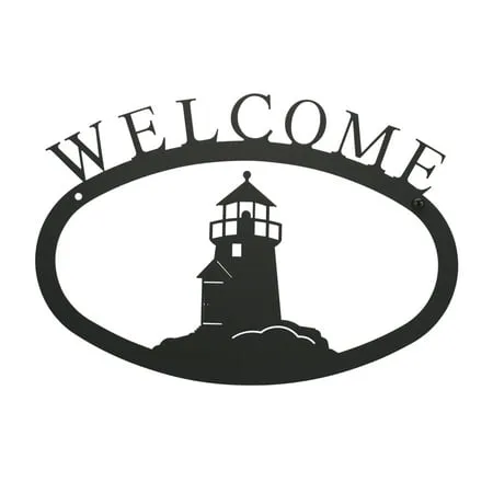 GoVets Village Wrought Iron Lighthouse Welcome Sign Small