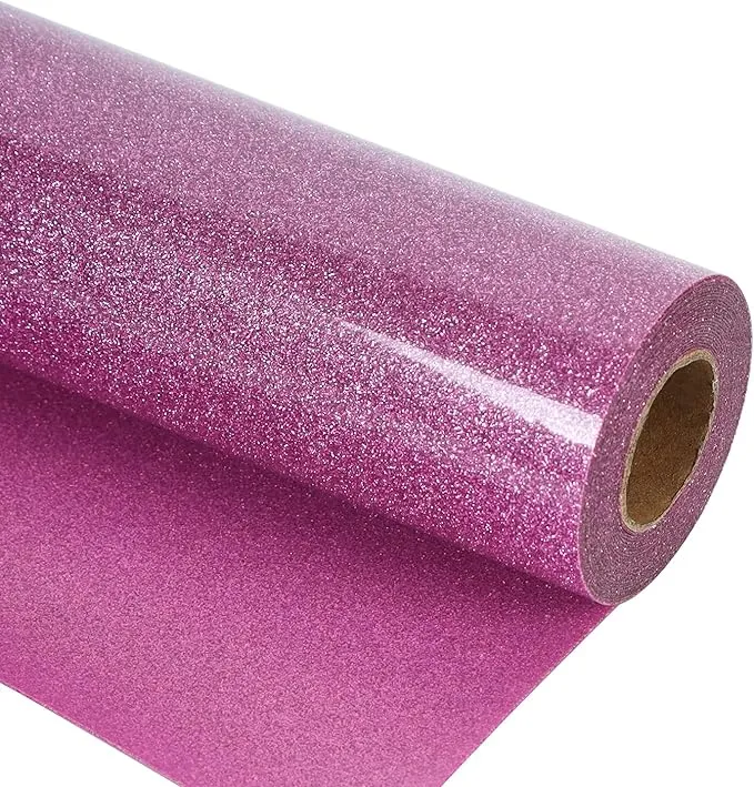 guangyintong Glitter Purple Pink Heat Transfer Vinyl Roll for T-shirts HTV 12”X ...