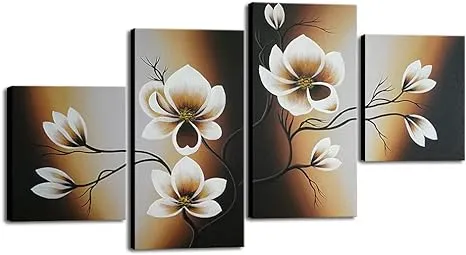 Original Hand Paint Canvas Oil Paintings Pic Wall Art Home Decor Flower Framed