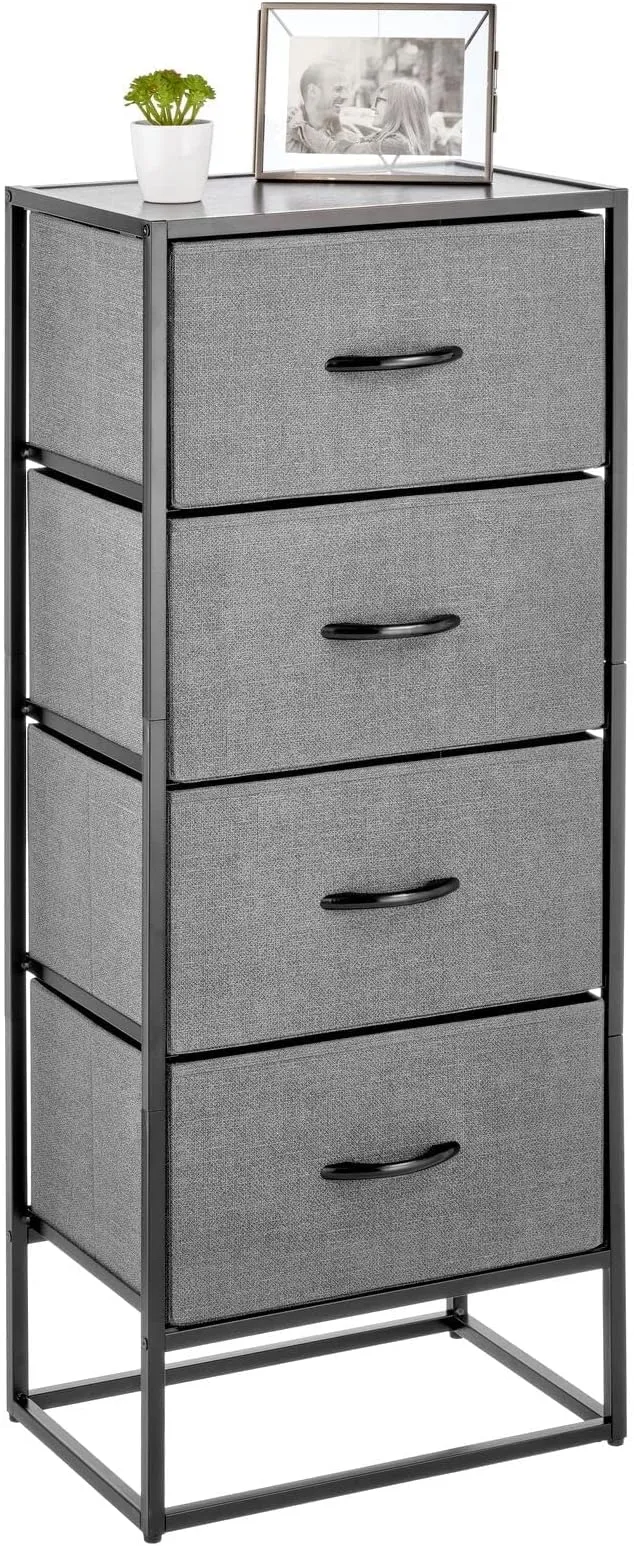 mDesign Steel Dresser Storage Tower with 4 Fabric Drawers - Gray