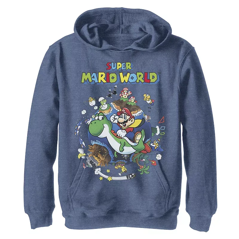 Boys 8-20 Super Mario World Yoshi & Mario Around The World Hoodie