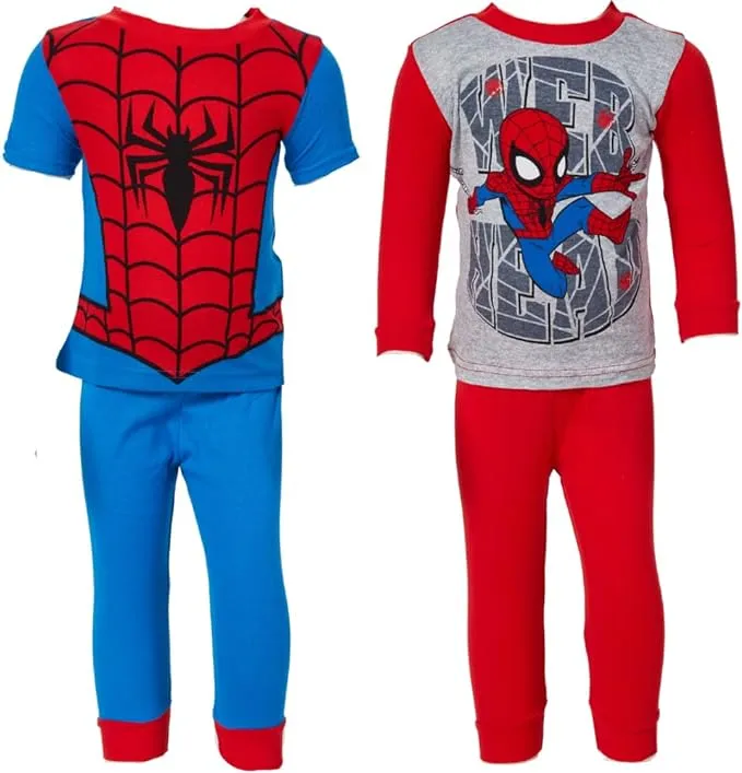 Spider-Man Spiderman Baby and Toddler Boy Pajamas, 4-Piece, Sizes 12m-5t, Infant Boy's, Size: 2T, Red