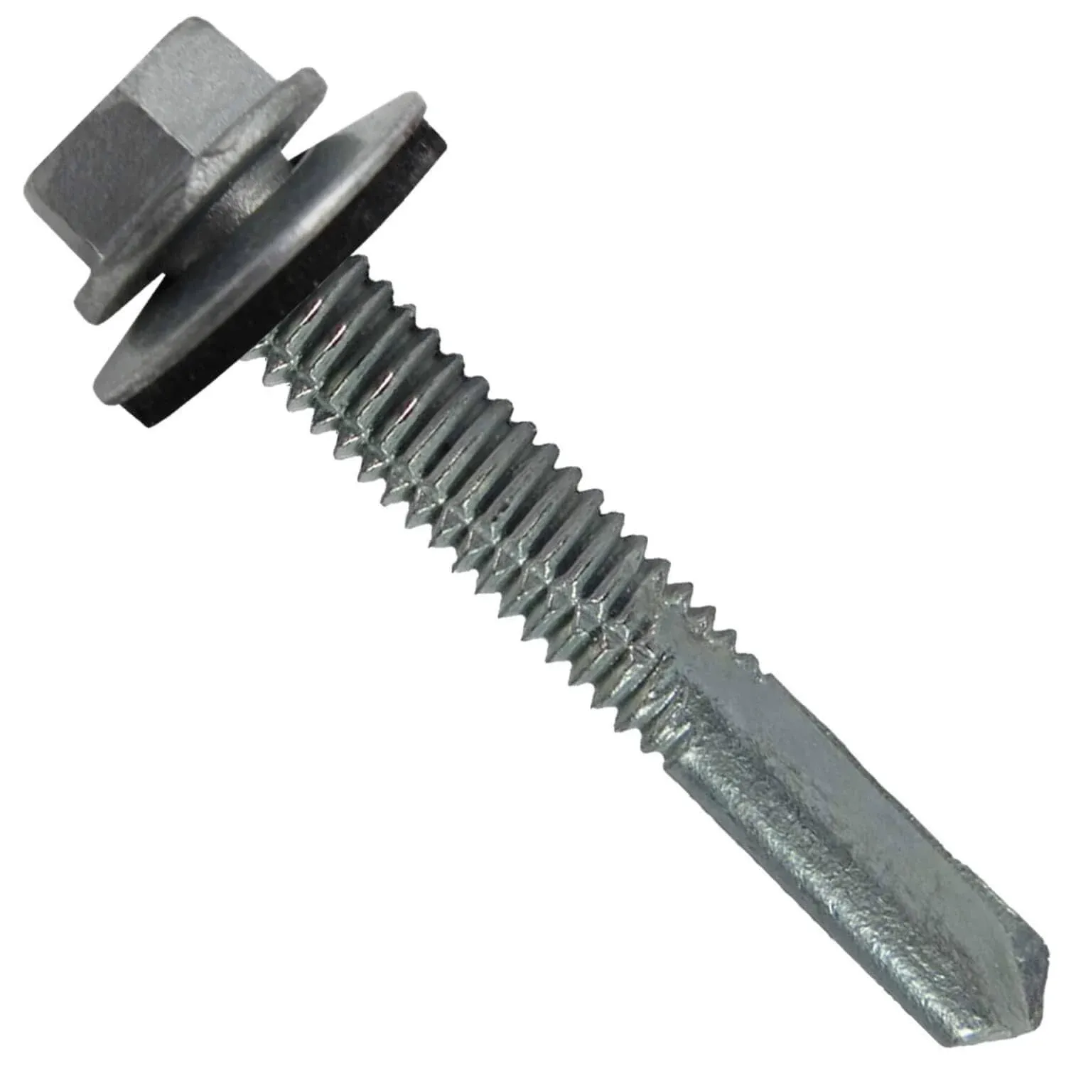 #12x1-1/2" Metal to Metal Type #5 Galvanized/NO Paint Hex Head Drill Point Metal to Metal Roofing Screws. 9/16" EPDM Washer