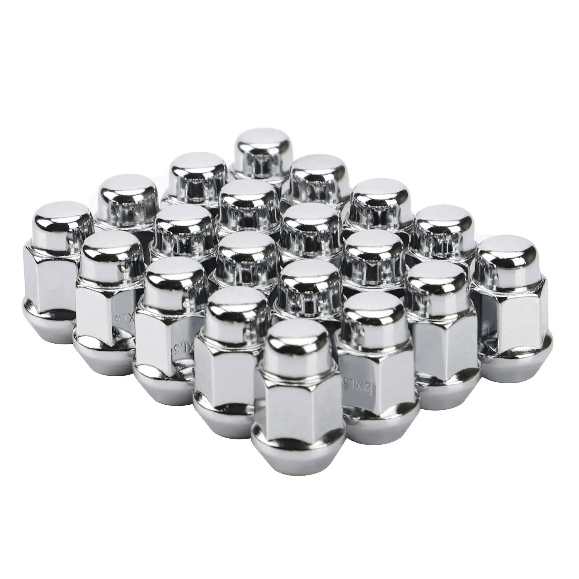 FLYCLE 12x1.5 Wheel Lug Nuts, 20pcs Chrome 12mmx1.5 Closed End Bulge Acorn Lug Nut, Cone Seat, 19mm Hex Aftermarket Wheels