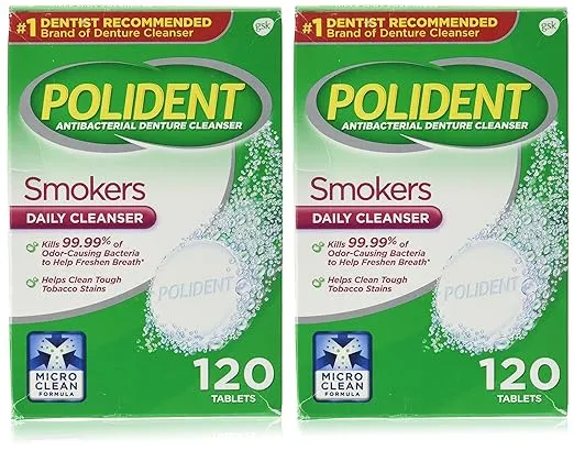 Polident Smokers Denture Cleanser 120 ea (Pack of 2)