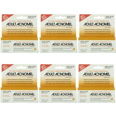 6 Pack Adult Acnomel Tinted Cream Acne Medication - 1.30 oz (36 g) Each