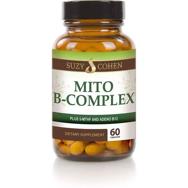 Suzy Cohen, Mito B Complex Dietary Supplement, 5-MTHF, Adeno B12, Methylation Support, Supports Healthy Nervous System, Boost Energy, Vitamin B, 60 Veg caps