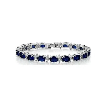 Gem Stone King 20.00 Ct Gorgeous Oval and Round 7 inches Sparkling Cubic Zirconia CZ Tennis Bracelet For Women