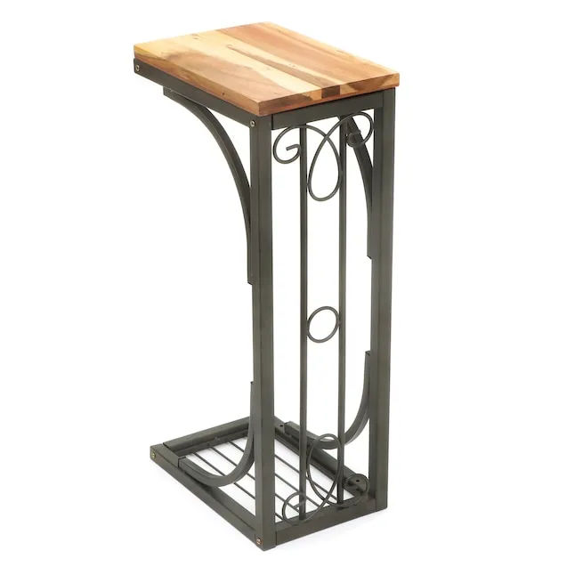 Trademark Innovations 8.25-in W x 24.5-in H Classic Design Wood Rustic End Table Assembly Required Lowes.com