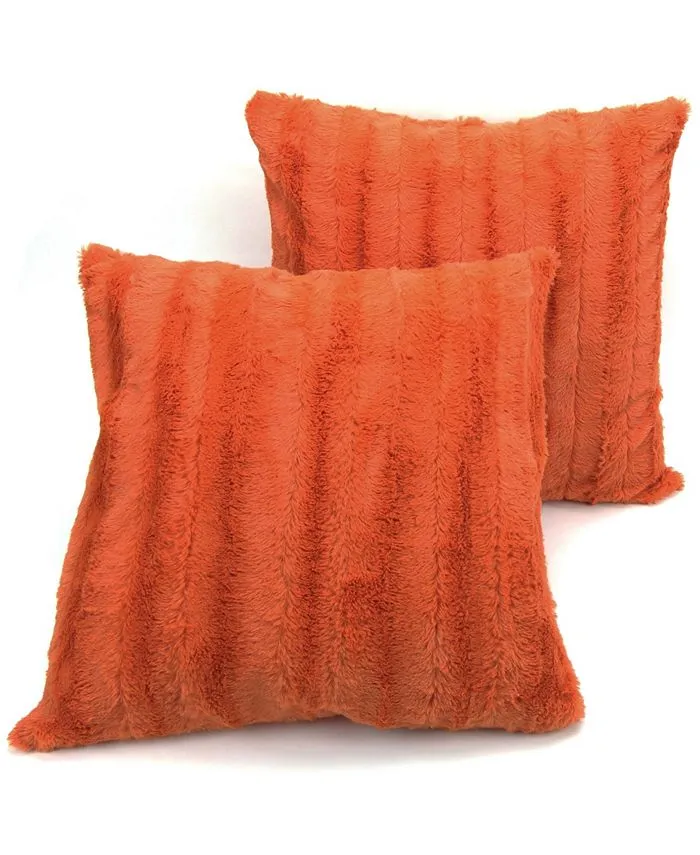 Cheer Collection Set Of 2 Decorative Throw Pillows - Reversible Faux Fur To Microplush 20x20