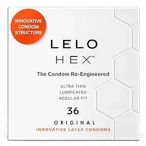 LELO HEX Original Ultra Thin Condoms with Increased Strength, Male Condom, Lubricated Condoms for Men, 2.12-Inch/54 mm Diameter (12 pack)