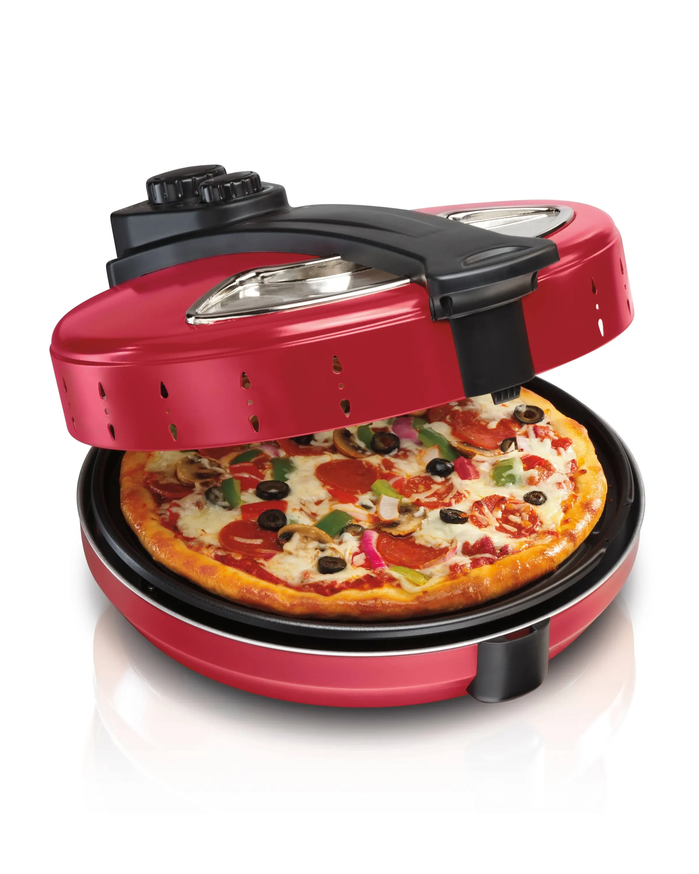 Hamilton Beach Enclosed Pizza Maker, Red