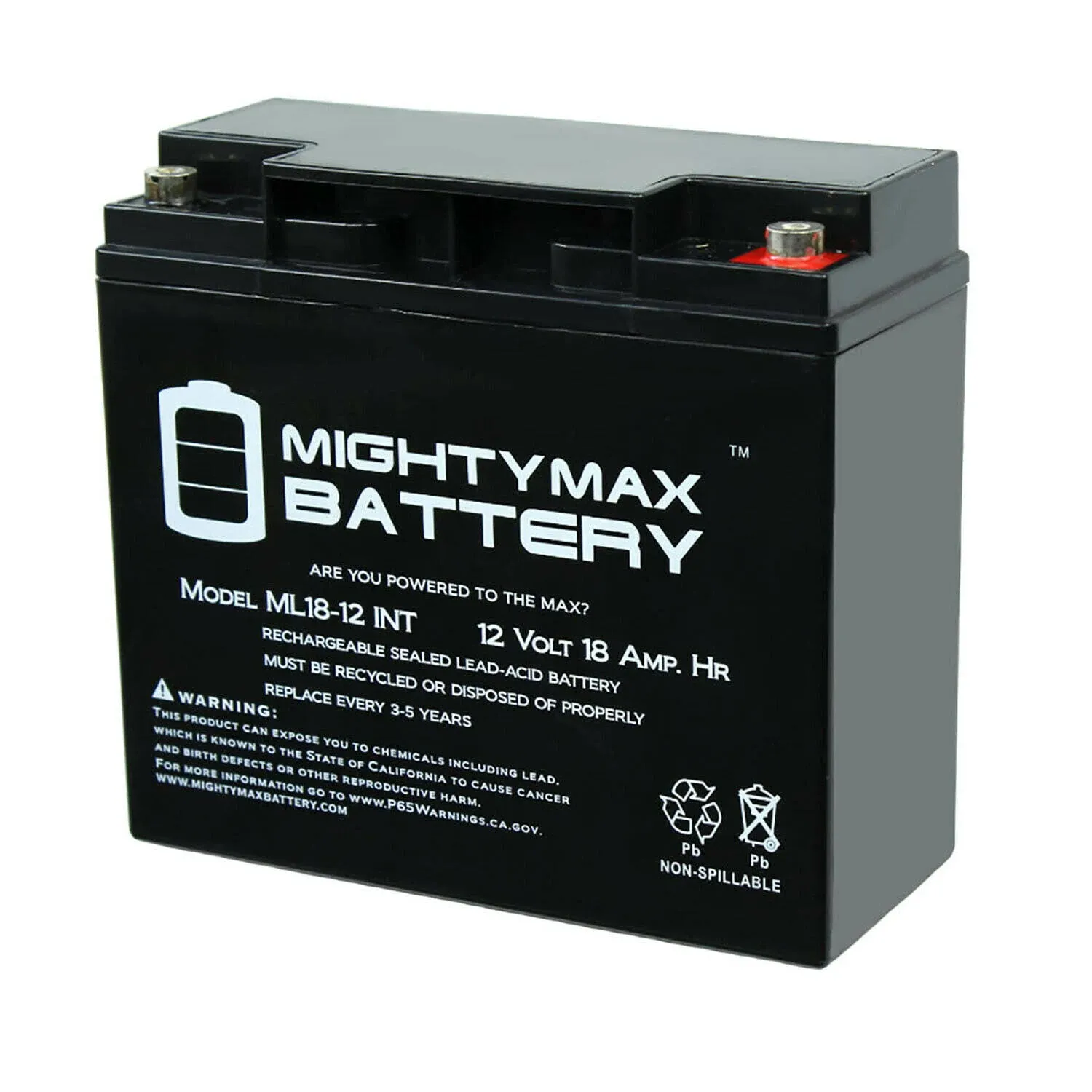 Mighty Max Battery 12V 18Ah SLA Internal Thread replaces NP18-12 51814 6fm17 6-dzm-20