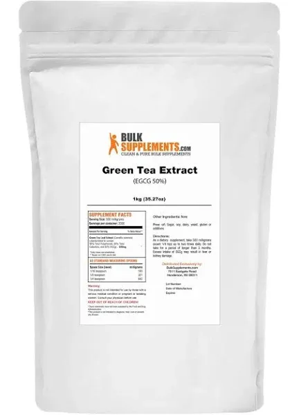 BulkSupplements.com Organic Green Tea Extract Powder Herbal Supplement Green Tea Supplement