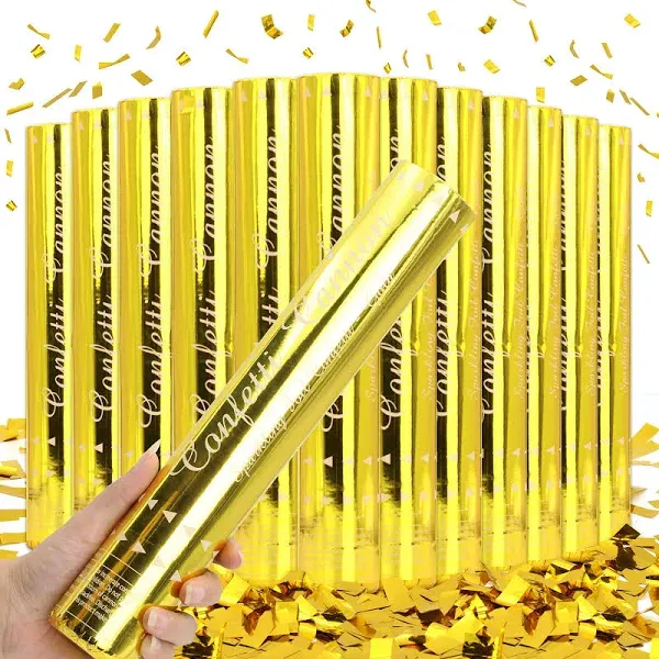 Confetti Cannon Gold Confetti Poppers Cannons 12 Pack Confetti Party Poppers ...