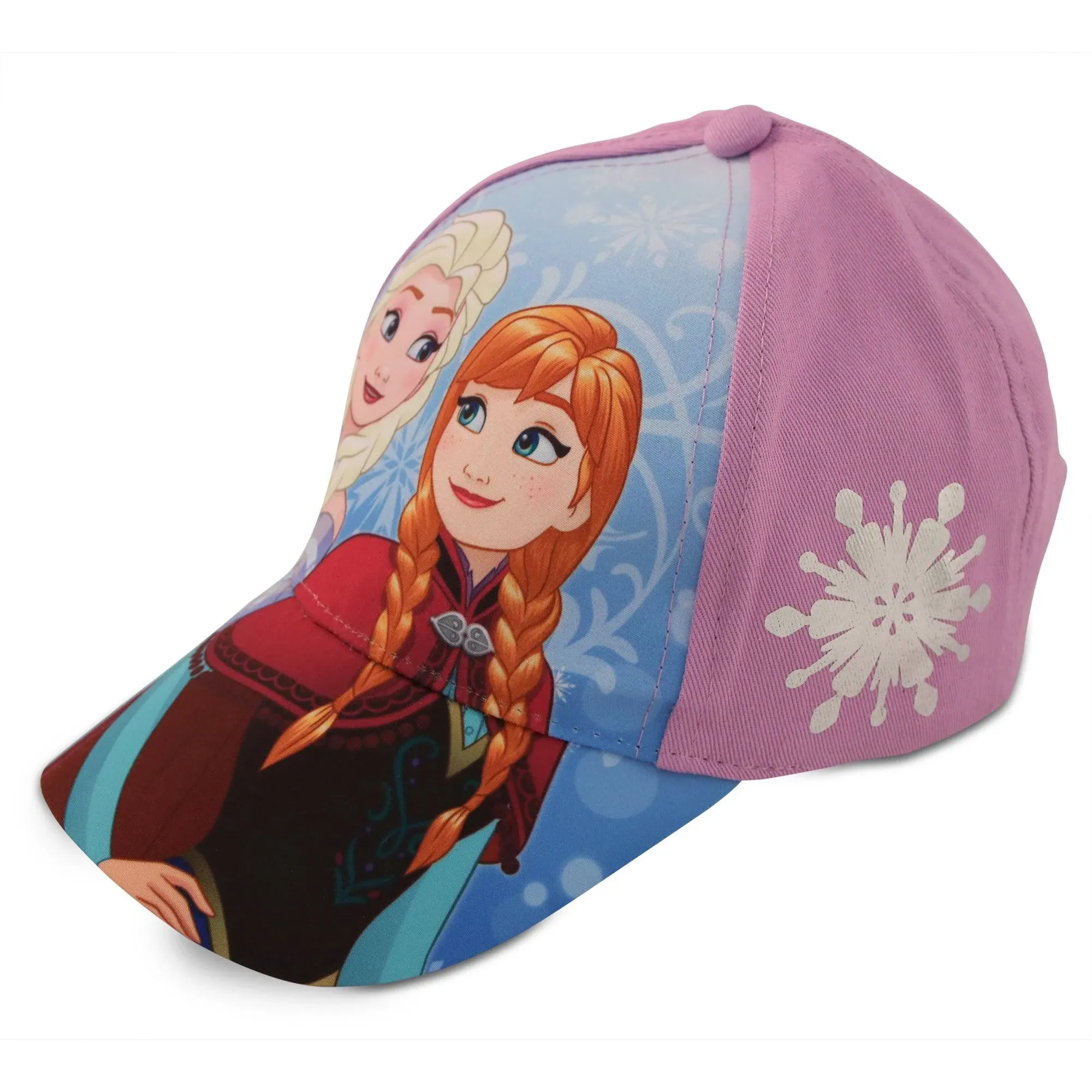 Disney Girls' Frozen Baseball Cap - Princess Elsa and Anna Curved Brim Strap Back Hat (2T-7)