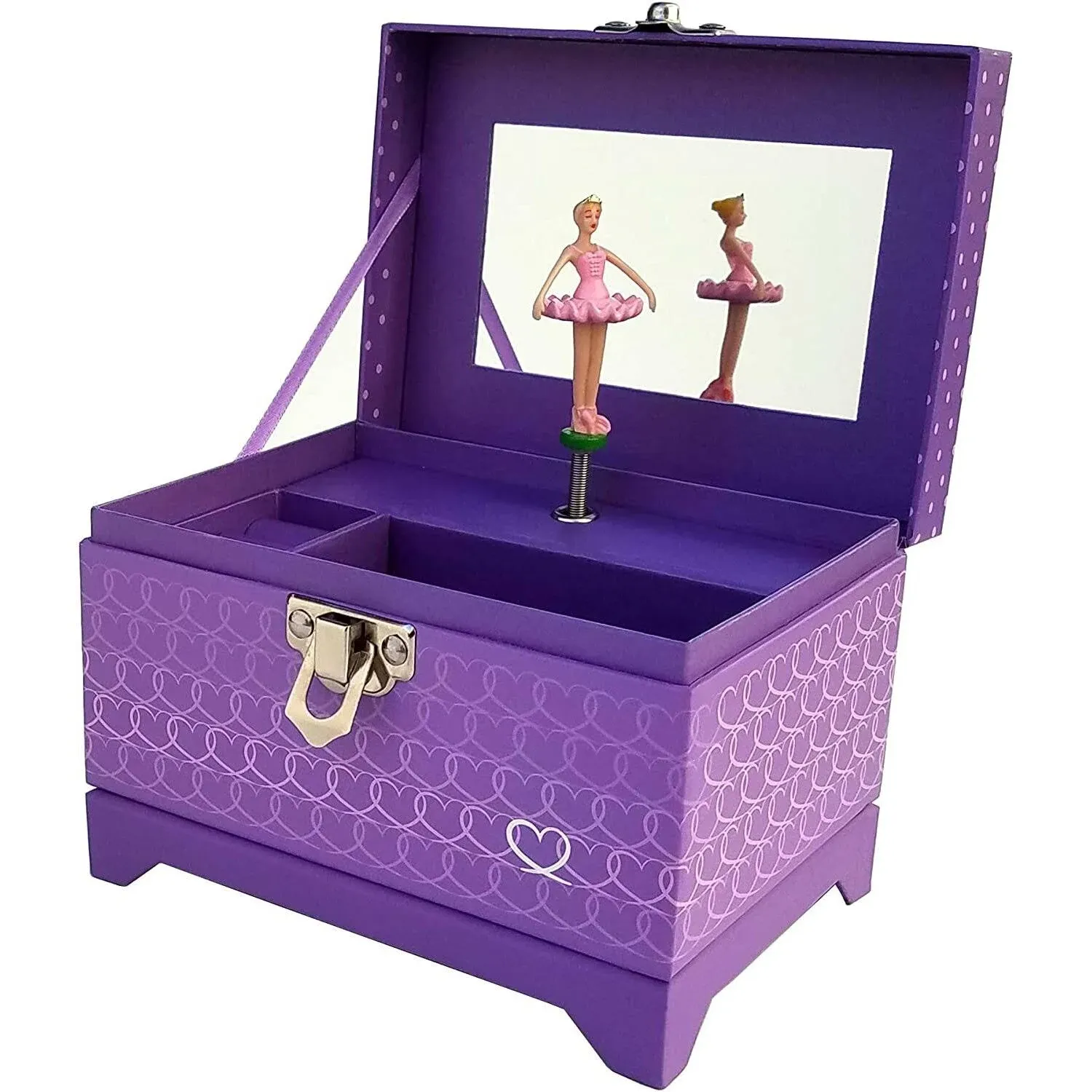 My Tiny Treasures Box Company Ballerina, Heart Ballerina Music Box - Purple