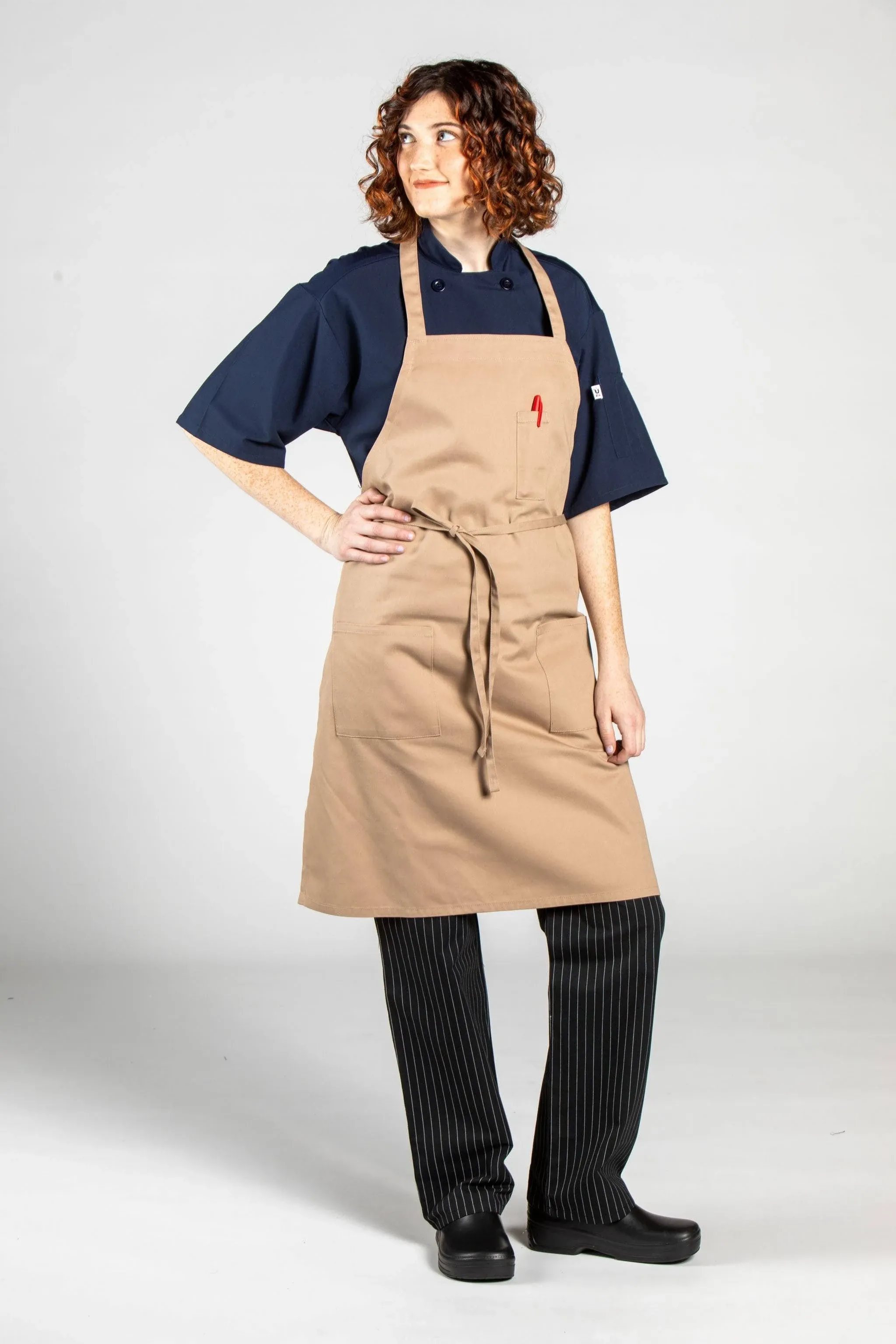 Uncommon Threads Patch Pocket Bib Apron - White