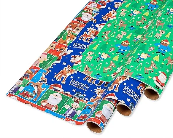  105 sq. ft. Christmas Wrapping Paper Bundle, Rudolph Classic Rudolph Designs