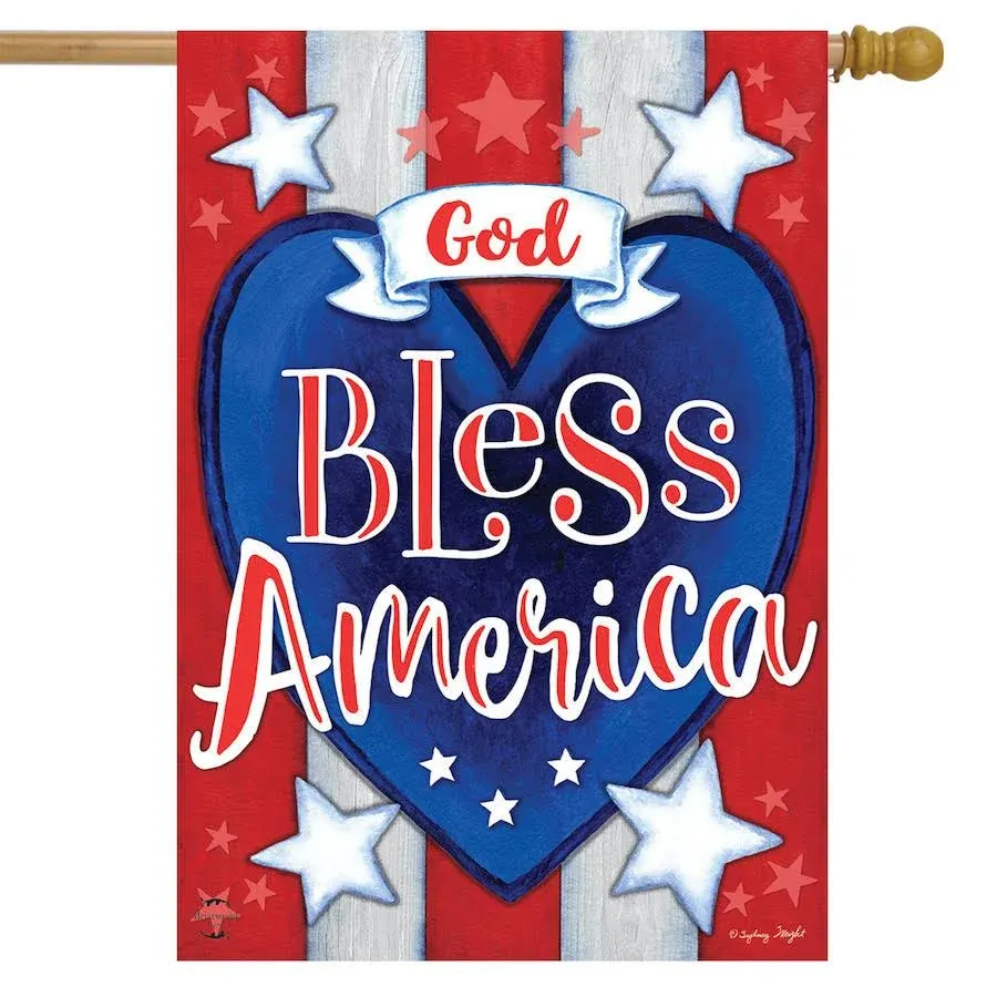 Briarwood Lane God Bless America Heart House Flag