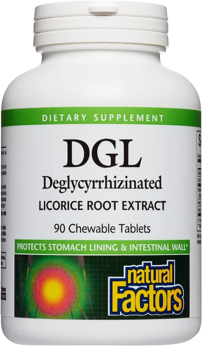 Natural Factors, Chewable DGL 400 mg, Licorice Extract for Healthy Digest, 180 Count (Pack of 1)