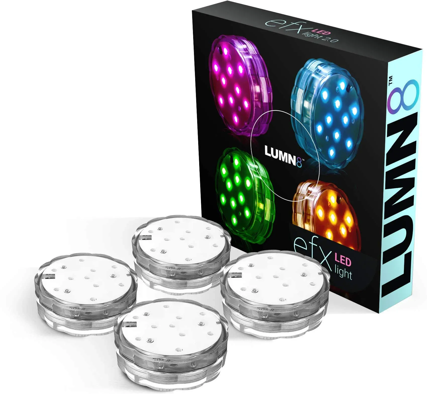 LUMN8 EFX LED Waterproof Lights - Multicolor Accent Submersible LED Lights ...