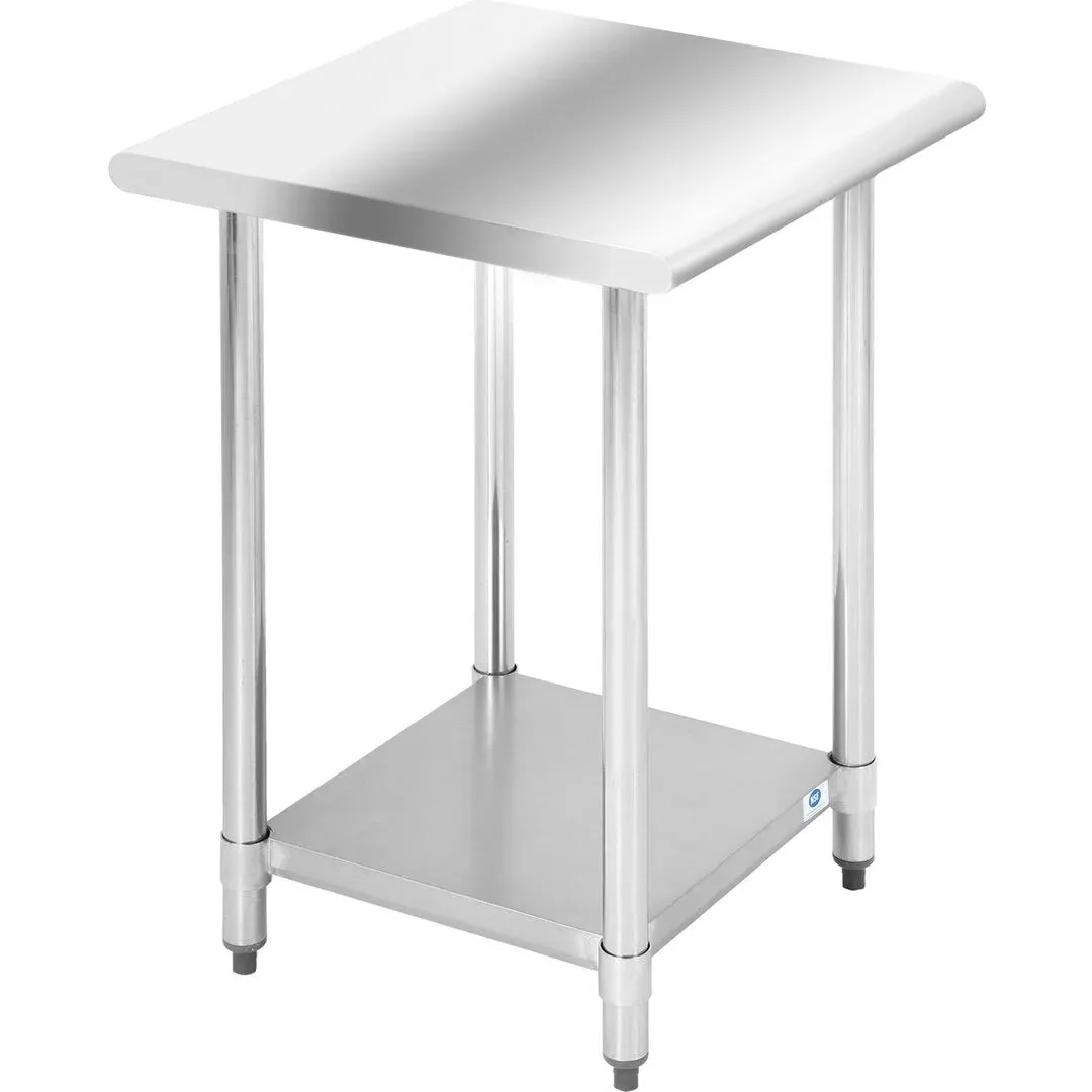 FDW Stainless Steel Work Table Kitchen Work Table Scratch Resistent Commercial Work Table Metal Table with Adjustable Table Foot