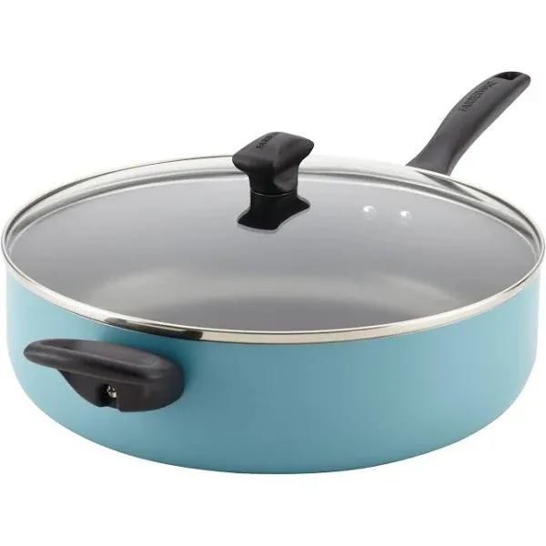 6 Quart, Blue, Farberware Dishwasher Safe Nonstick Jumbo Cooker/Saute Pan with H