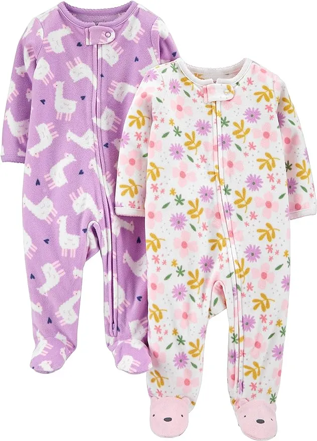 Simple Joys by Carter's Baby Girls' Fleece Footed Sleep and Play, Pack of 2