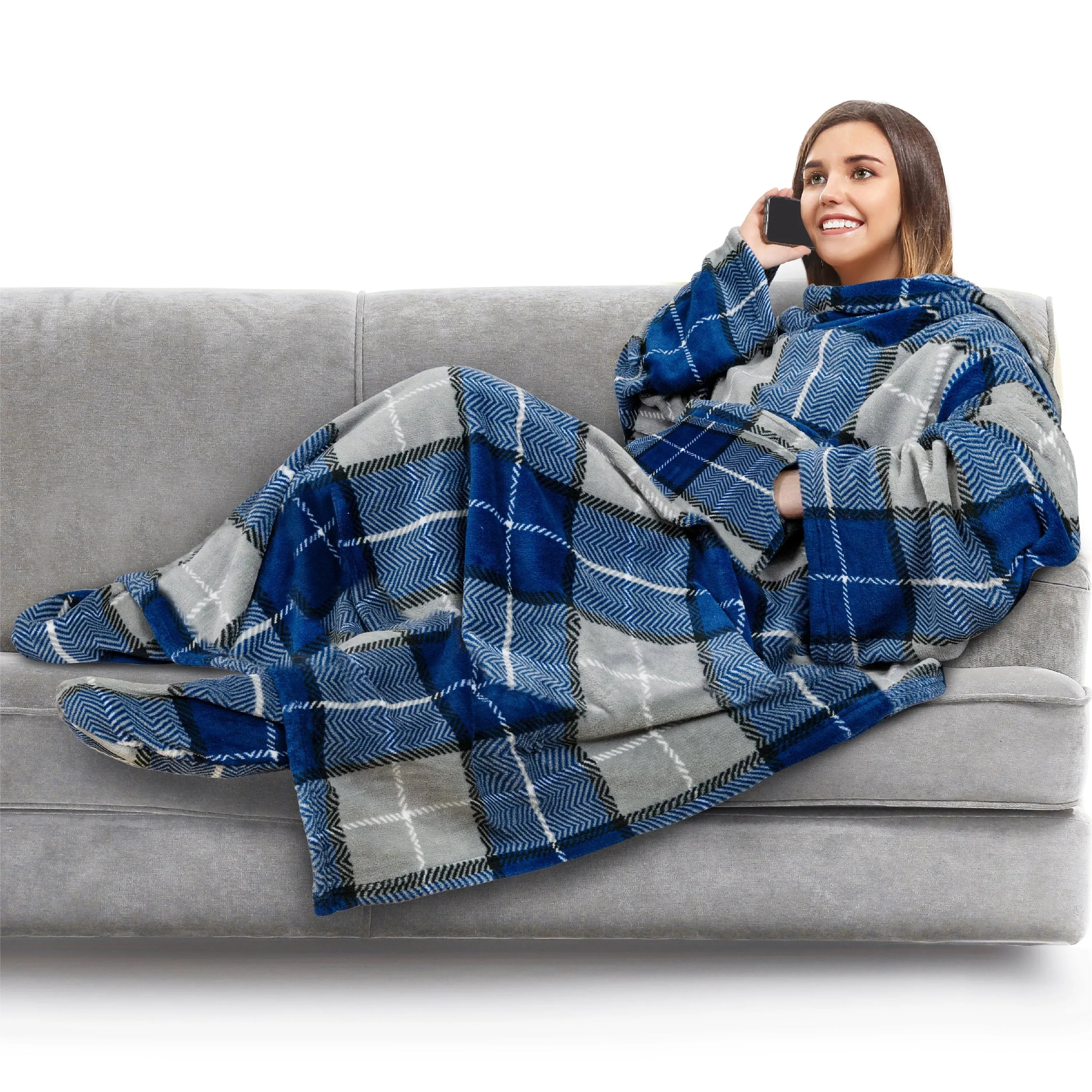 Blanket with Sleeves - Foot Pockets