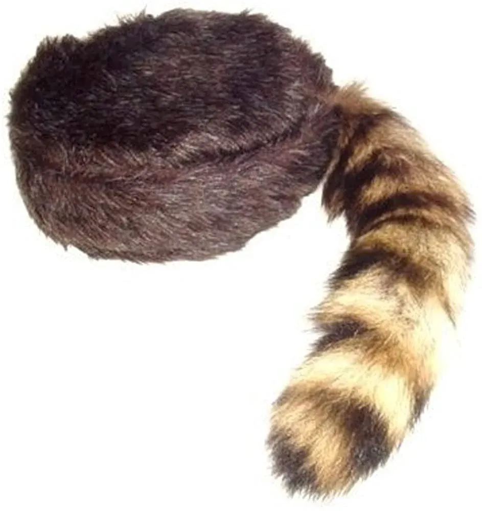 Insider Bat Davy Crockett or Daniel Boon Style Coon Skin Hat with Real Tail Size ...