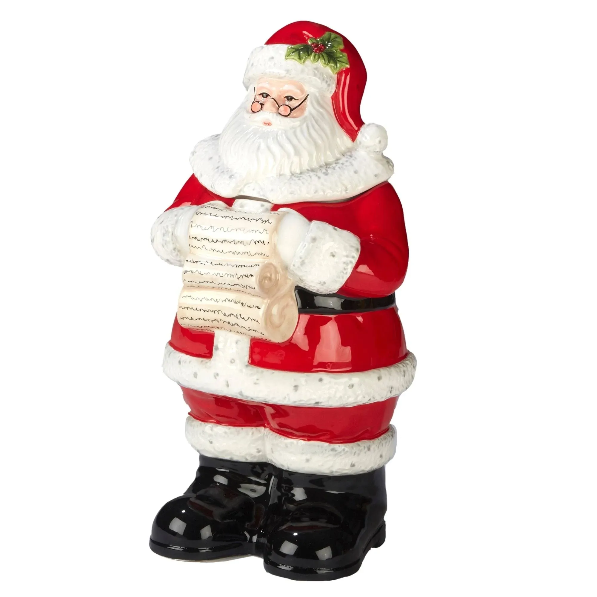 Certified International Holiday Wishes 3-D Santa Cookie Jar