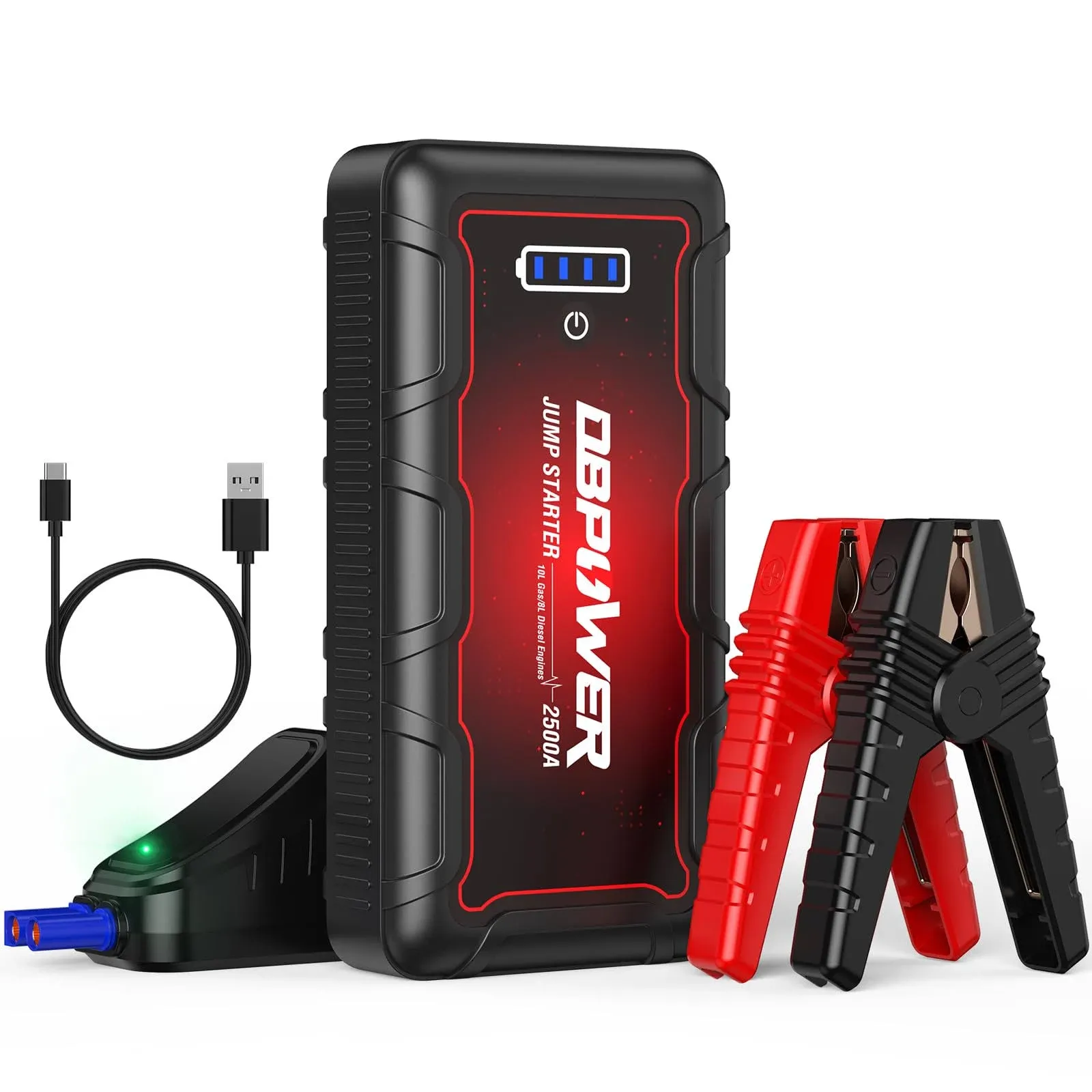 DBPOWER Jump Starter 2500A Peak 74Wh Portable Car Jump Starter (Up to 10L Gas/8L ...