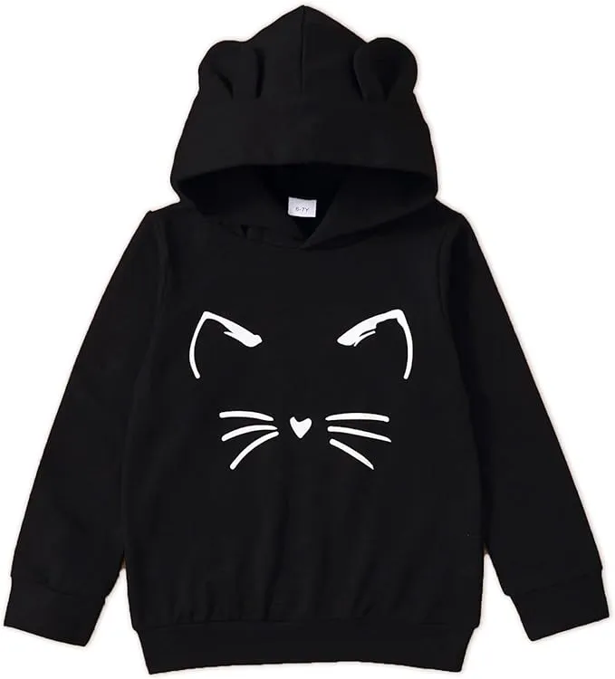 PATPAT Girls Graphic Hoodie Cute Cat Pullover Sweatshirts Long Sleeve Fall Clothes for Teen Girls 4-12 Years