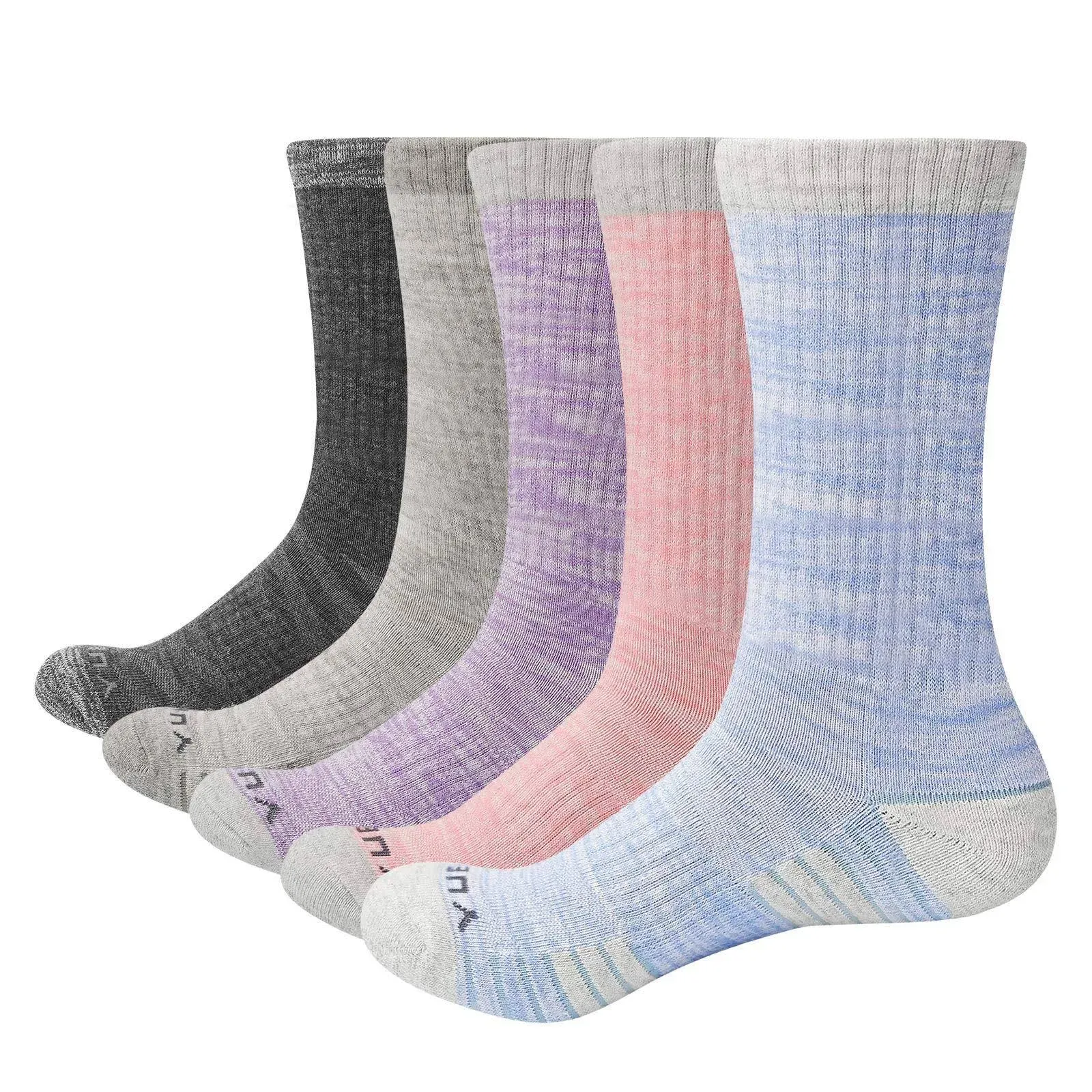 YUEDGE Women's Moisture Wicking Cotton Cushion Crew Socks 5Pairs/Pack Sports ...