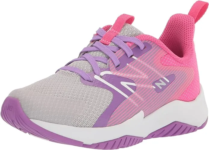 New Balance Kids' Rave Run V2 - Grey/Purple/Pink (Size 3)