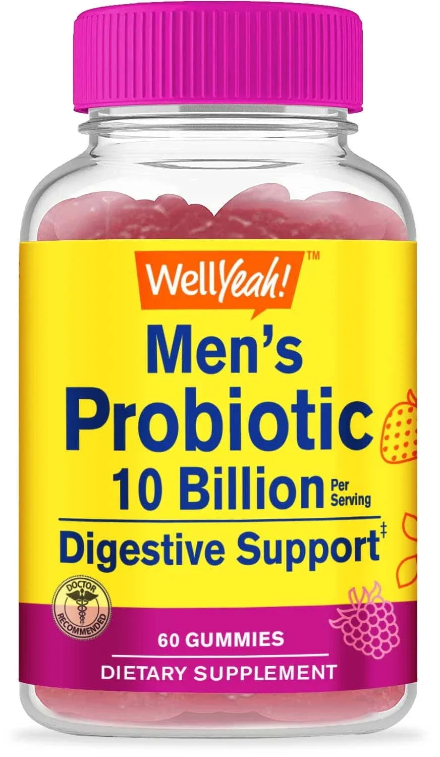 Probiotic Gummies for Men with 10 Billion CFUs, Restore Natural Digestive Balance, Reduce Gas, Bloating, and Irregularity, Gluten Free, Non-GMO, Vegetarian - 60 Gummies