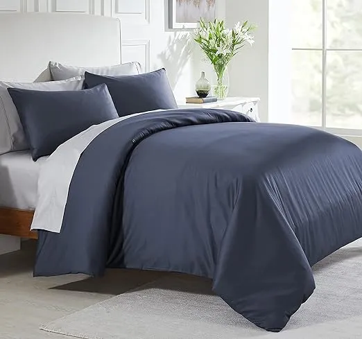 California Design den King Size Duvet Cover - 400 Thread Count 100% Cotton, Hotel Quality Comforter Cover, Soft Cooling Sateen Weave, Navy Blue