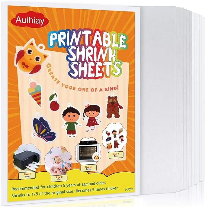 Auihiay 12 Pieces Printable Shrink Plastic Sheets, Shrink Films Papers for Mothers Day Gifts Kids Creative Craft, 6 White and 6 Semitransparent, 8.3 x 11.6 inch / 21 x 29.5 cm