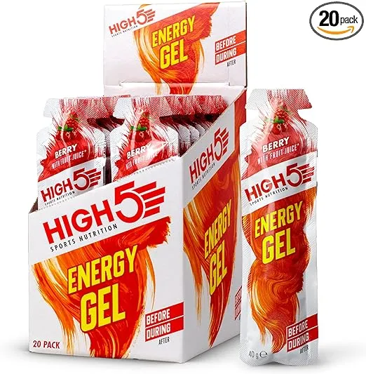 HIGH5 Energy Gel Quick Release Energy On The Go From Natural Fruit Juice (Berry, 20 x 40g)