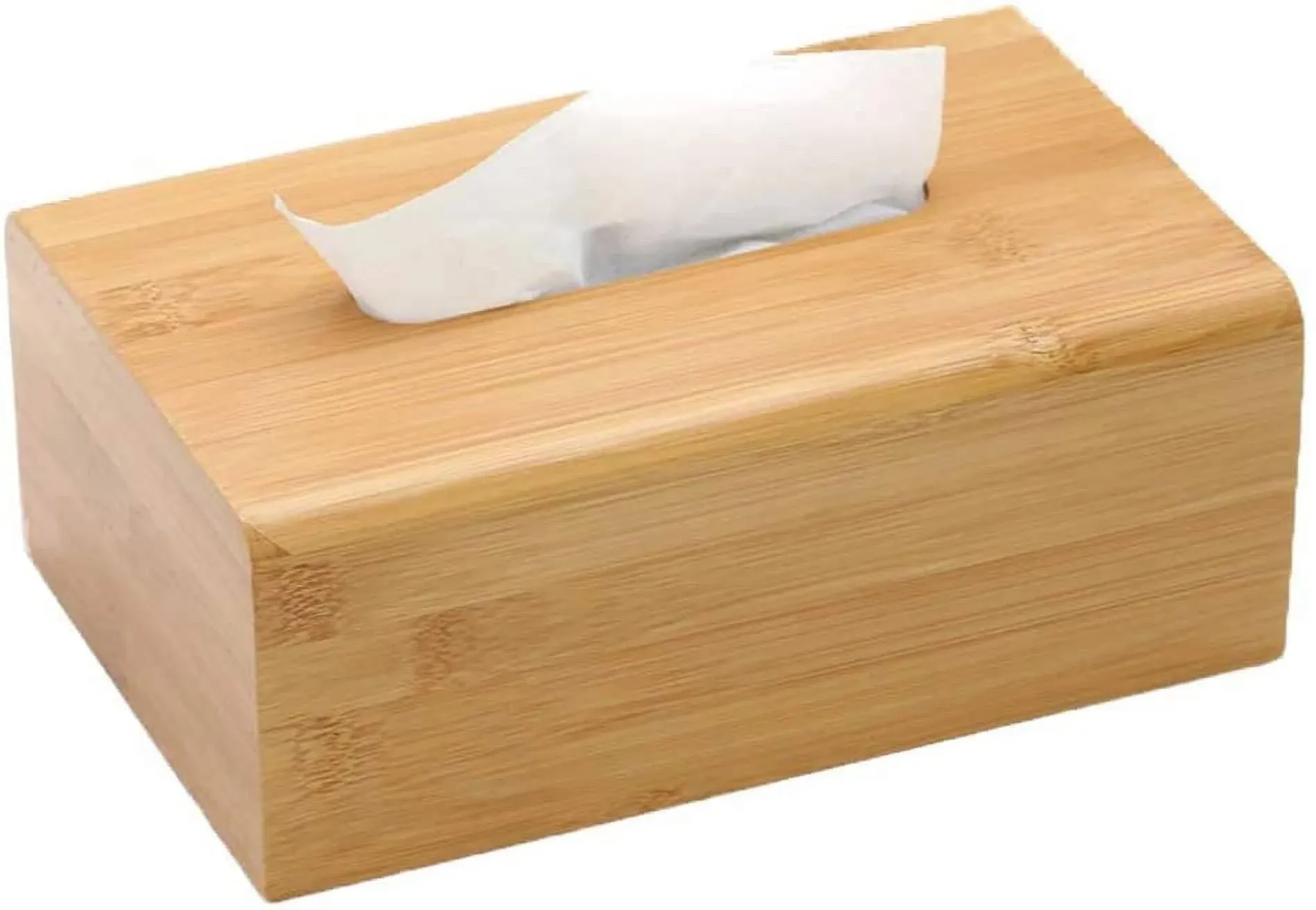 Performore Bamboo Tissue Box Cover - Water-Resistant Rectangular Wooden Facial ...