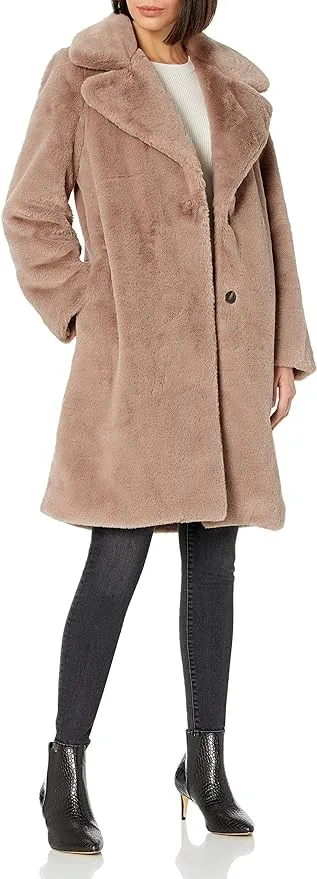 The Drop Women's Kiara Loose-Fit Long Faux Fur Coat