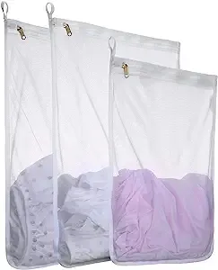 Mesh Laundry Bag for Delicates with YKK Zipper, RoomyRoc Mesh Wash Bag, Travel Storage Organize Bag, Clothing Washing Bags for Laundry, Travel Laundry Bag (White, 2 Large & 1 Medium)