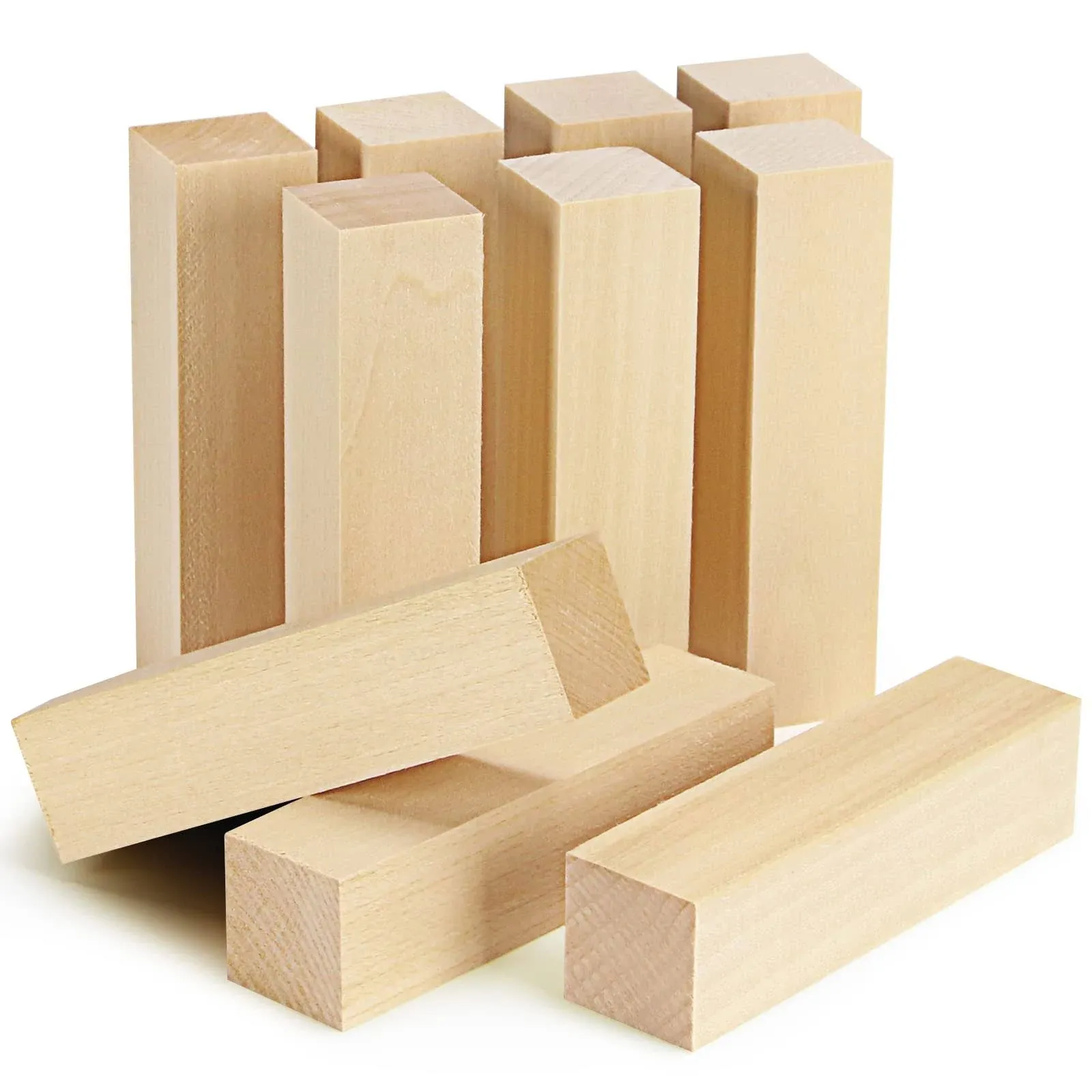 WYKOO 10 Pack Basswood Carving Blocks 4 X 1 X 1 Inches Soft Solid Wooden Bloc...