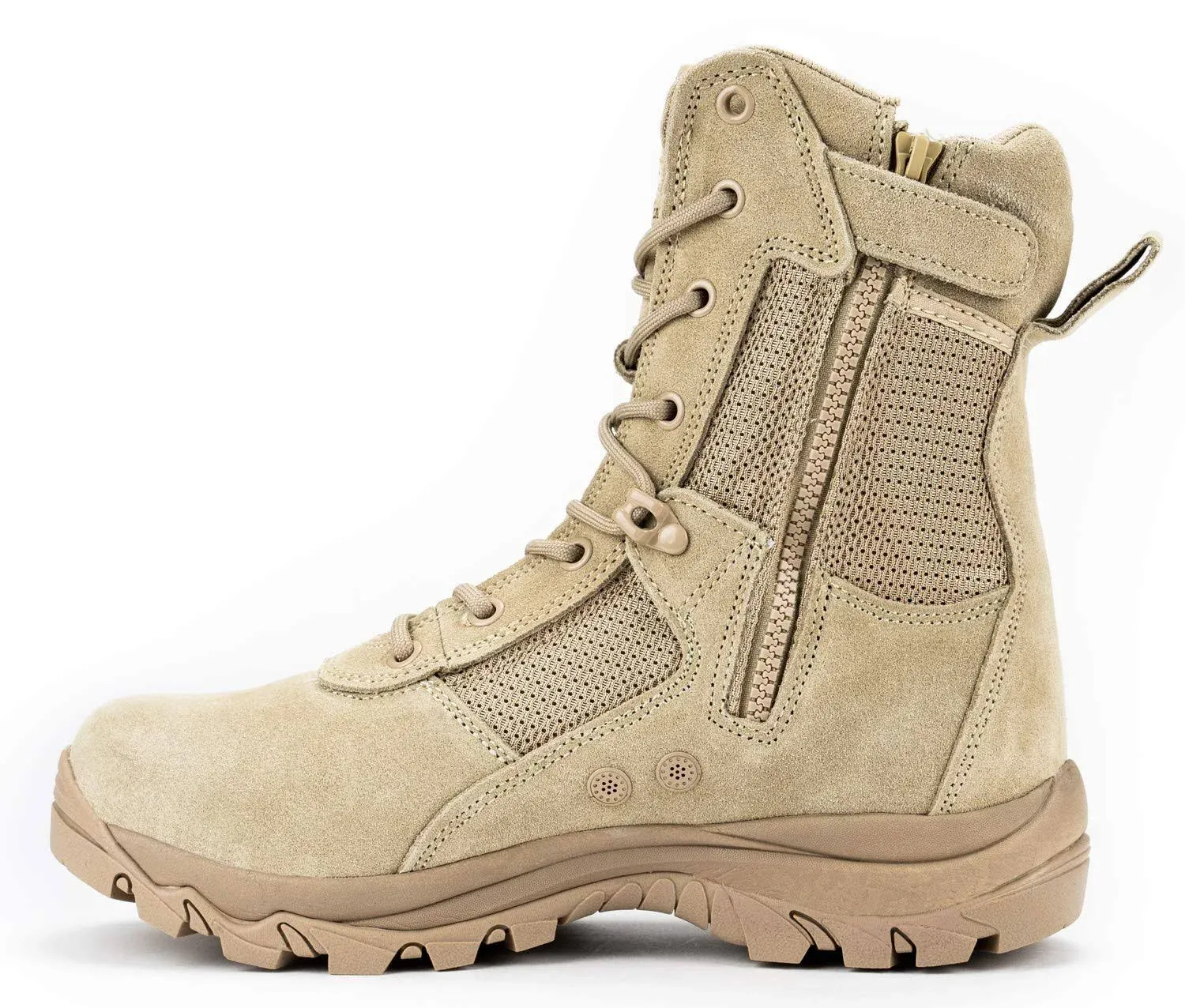 RYNO GEAR Men's Military & Tactical Boots, CoolMax Tactical Combat Military Durable Leather Work Utility Outdoor Hiking Assault Boots (Tan/Coyote/Black)