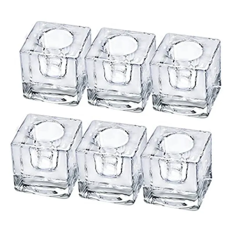 Glass Taper Candle Holders| 6pcs Clear Candlestick Holder|Small Glass Candle ...