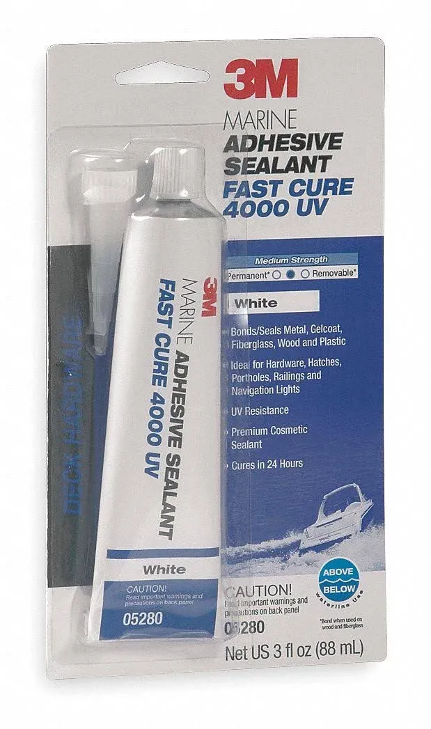 3M Marine 4000 UV Adhesive/Sealant Fast Cure (White, 3-Ounce)