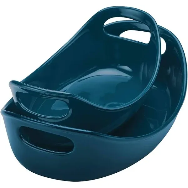 Rachael Ray Bubble & Brown 2-Piece Oval Baker Set - Marine Blue