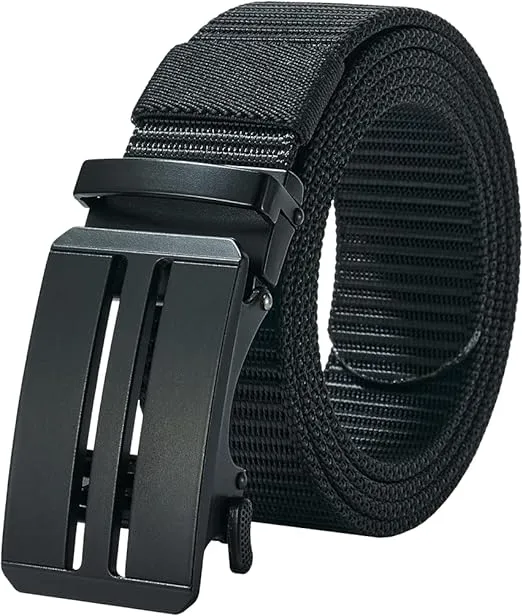 LionVII Ratchet Belts for Men - Mens Fashion Belt Nylon Fabric 1 3/8" for Casual Jeans - Adjustable Trim to Fit 27-46" Waist